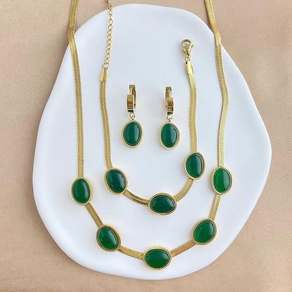 Joyería árabe Esmeralda Imperial verde y dorada - Set completo para boda, caftán y eventos especiales