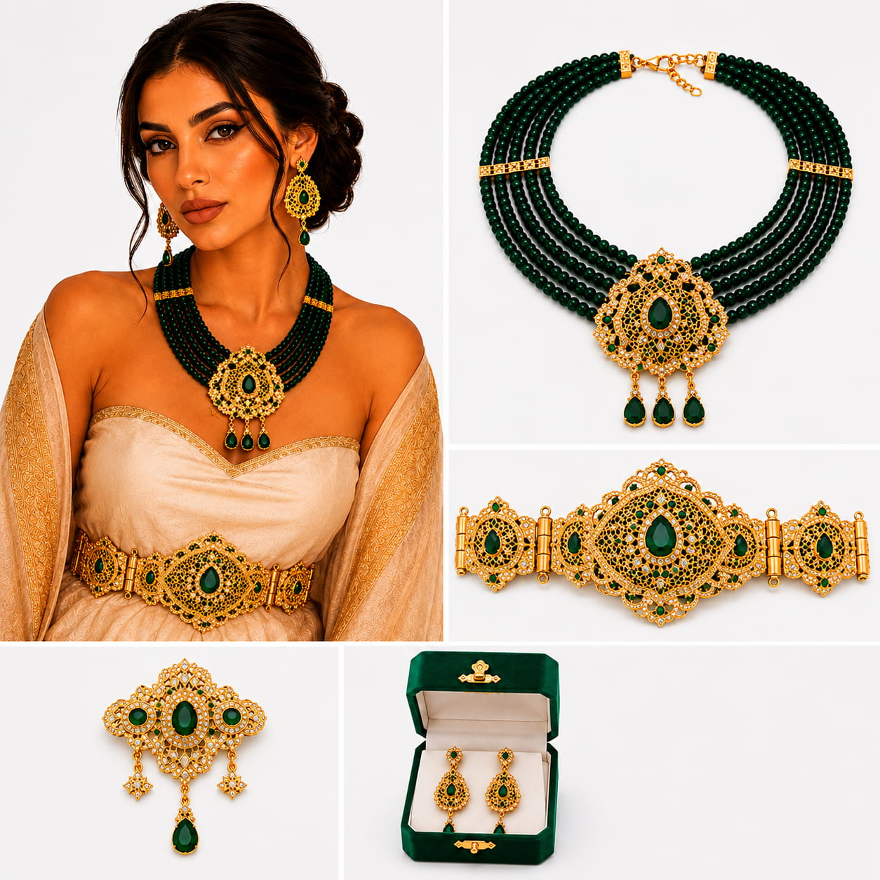 Conjunto Sultana Verde – Joyería Árabe para Caftán