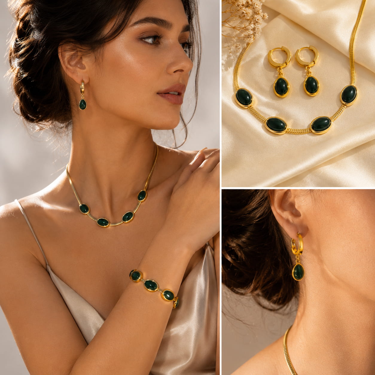 Conjunto Esmeralda Imperial – Joyería Árabe para Caftán