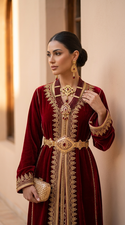 Conjunto Sultana Rubí – Joyería Árabe para Caftán